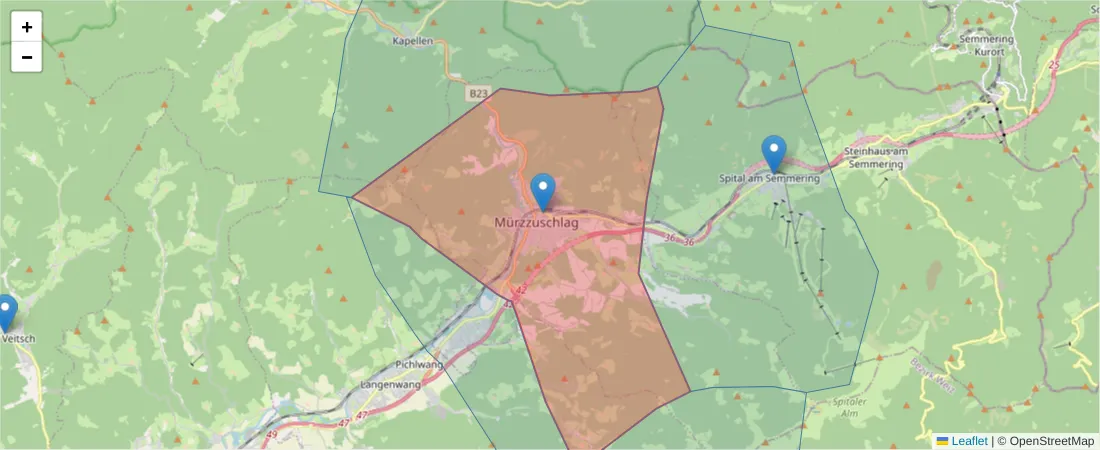 Karte des Postleitzahlen Bereichs  und der umliegenden Postleitzahlen in Deutschland