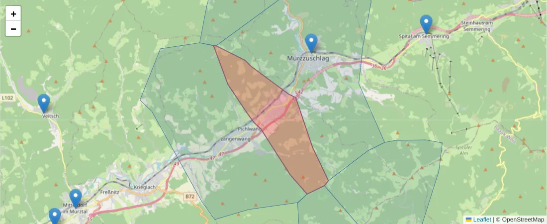 Karte des Postleitzahlen Bereichs  und der umliegenden Postleitzahlen in Deutschland