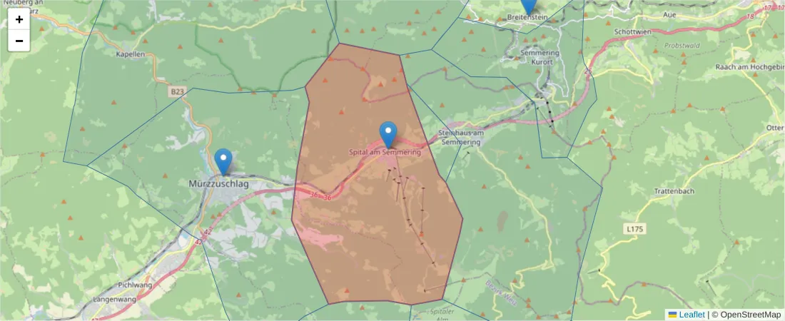 Karte des Postleitzahlen Bereichs  und der umliegenden Postleitzahlen in Deutschland