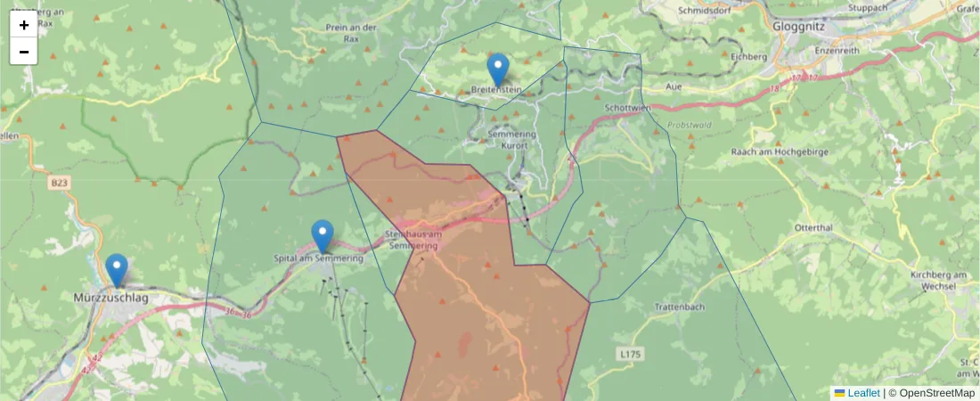 Karte des Postleitzahlen Bereichs  und der umliegenden Postleitzahlen in Deutschland