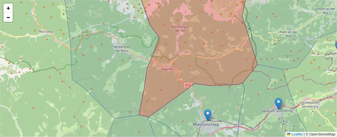 Karte des Postleitzahlen Bereichs  und der umliegenden Postleitzahlen in Deutschland