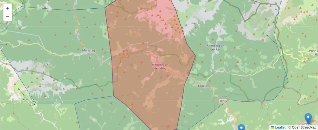 Karte des Postleitzahlen Bereichs  und der umliegenden Postleitzahlen in Deutschland