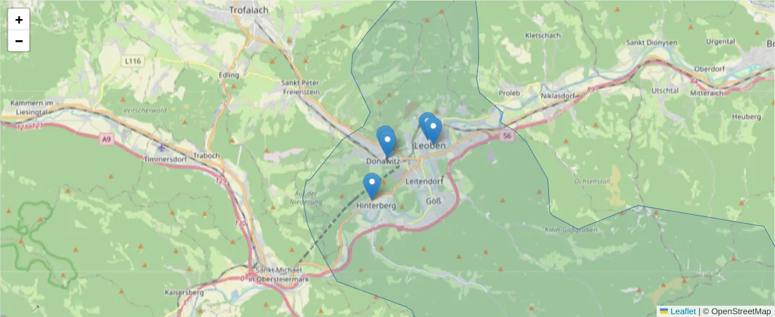 Karte des Postleitzahlen Bereichs  und der umliegenden Postleitzahlen in Deutschland