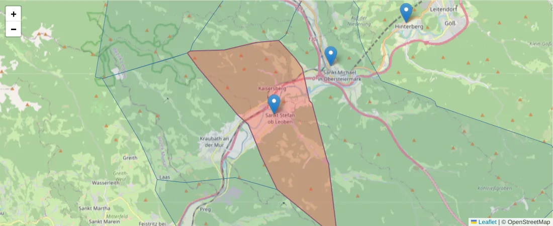 Karte des Postleitzahlen Bereichs  und der umliegenden Postleitzahlen in Deutschland