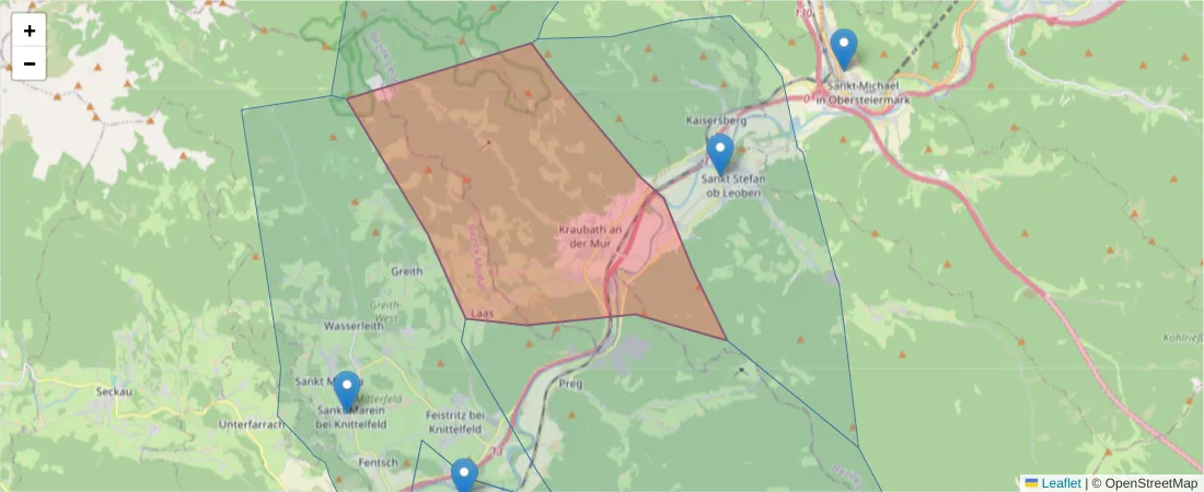 Karte des Postleitzahlen Bereichs  und der umliegenden Postleitzahlen in Deutschland