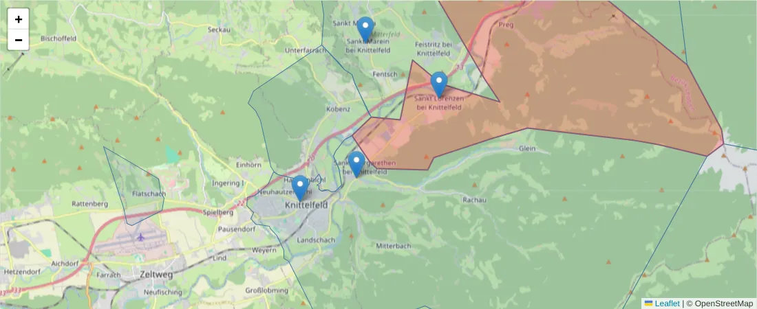 Karte des Postleitzahlen Bereichs  und der umliegenden Postleitzahlen in Deutschland