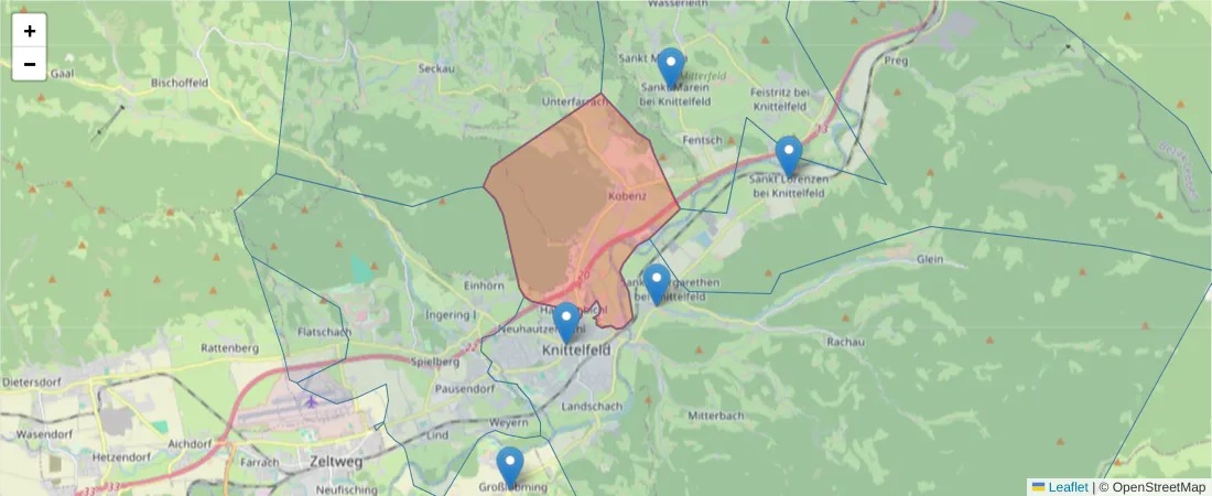 Karte des Postleitzahlen Bereichs  und der umliegenden Postleitzahlen in Deutschland