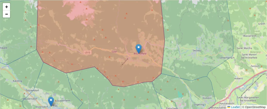 Karte des Postleitzahlen Bereichs  und der umliegenden Postleitzahlen in Deutschland