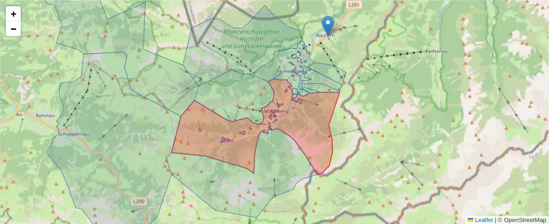 Karte des Postleitzahlen Bereichs  und der umliegenden Postleitzahlen in Deutschland