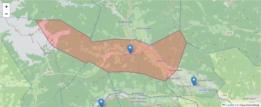 Karte des Postleitzahlen Bereichs  und der umliegenden Postleitzahlen in Deutschland
