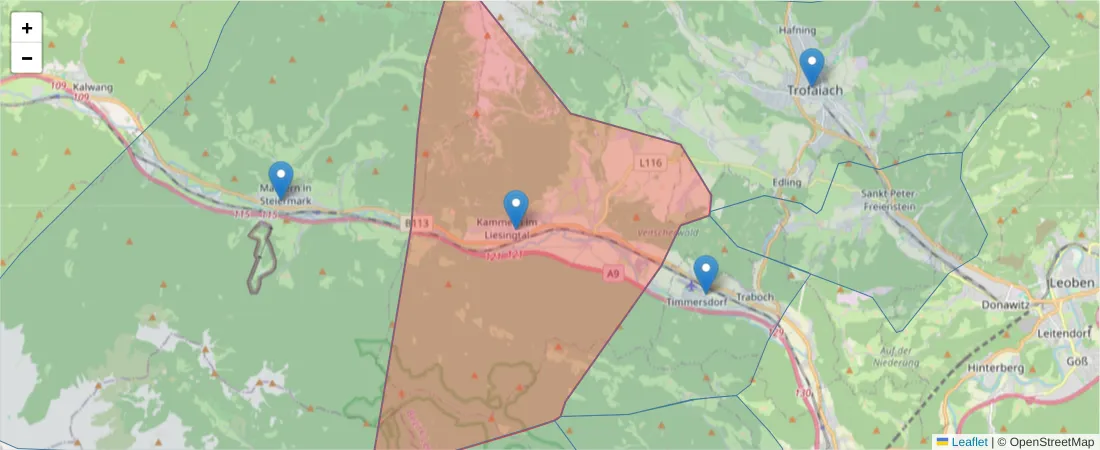 Karte des Postleitzahlen Bereichs  und der umliegenden Postleitzahlen in Deutschland