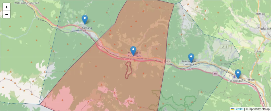 Karte des Postleitzahlen Bereichs  und der umliegenden Postleitzahlen in Deutschland