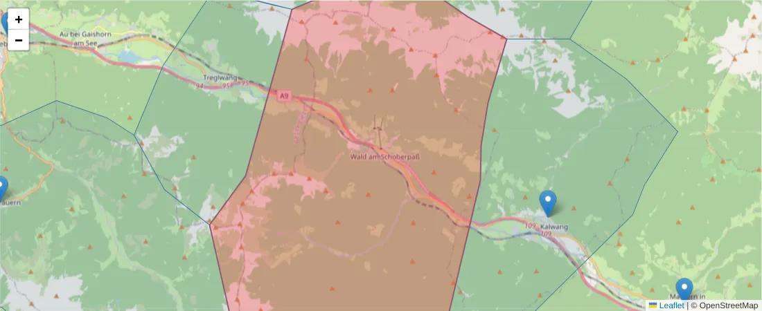 Karte des Postleitzahlen Bereichs  und der umliegenden Postleitzahlen in Deutschland
