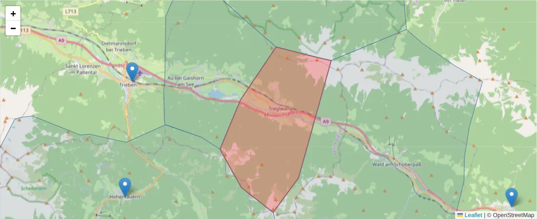 Karte des Postleitzahlen Bereichs  und der umliegenden Postleitzahlen in Deutschland