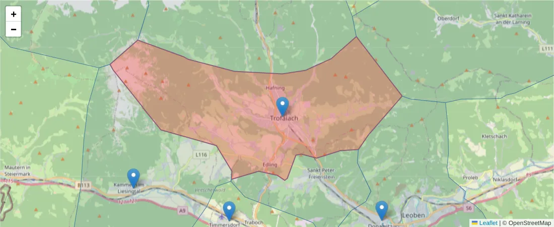 Karte des Postleitzahlen Bereichs  und der umliegenden Postleitzahlen in Deutschland