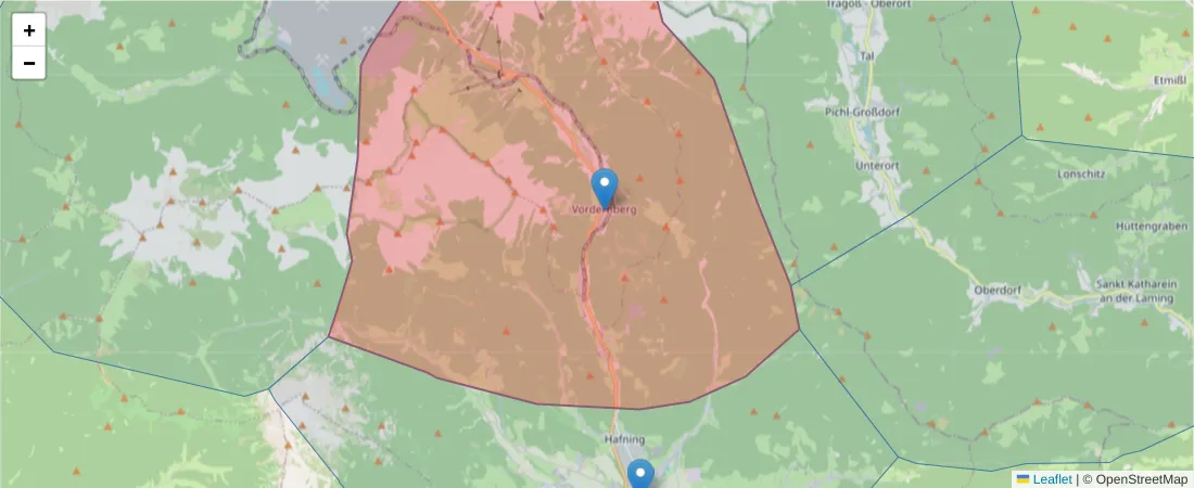 Karte des Postleitzahlen Bereichs  und der umliegenden Postleitzahlen in Deutschland