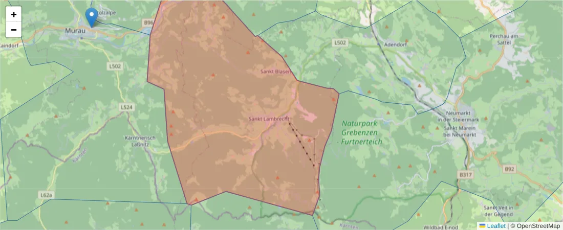 Karte des Postleitzahlen Bereichs  und der umliegenden Postleitzahlen in Deutschland