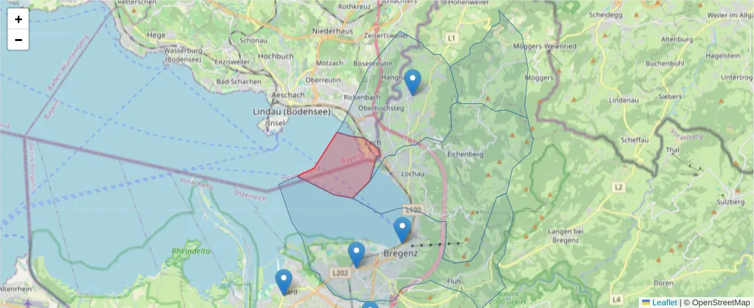 Karte des Postleitzahlen Bereichs  und der umliegenden Postleitzahlen in Deutschland