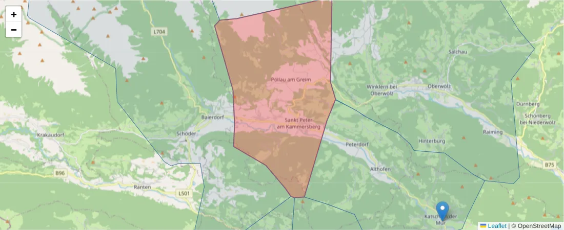 Karte des Postleitzahlen Bereichs  und der umliegenden Postleitzahlen in Deutschland