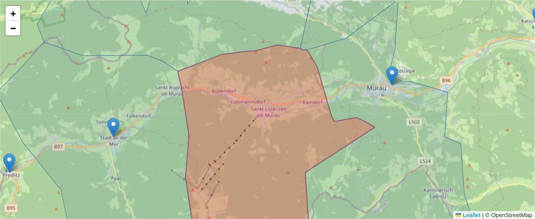 Karte des Postleitzahlen Bereichs  und der umliegenden Postleitzahlen in Deutschland