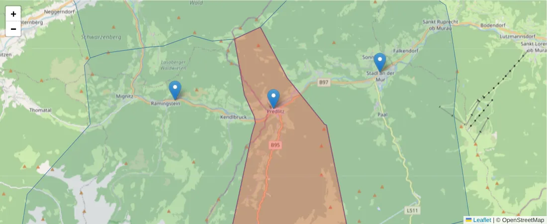 Karte des Postleitzahlen Bereichs  und der umliegenden Postleitzahlen in Deutschland