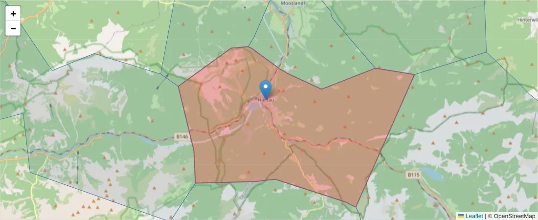Karte des Postleitzahlen Bereichs  und der umliegenden Postleitzahlen in Deutschland