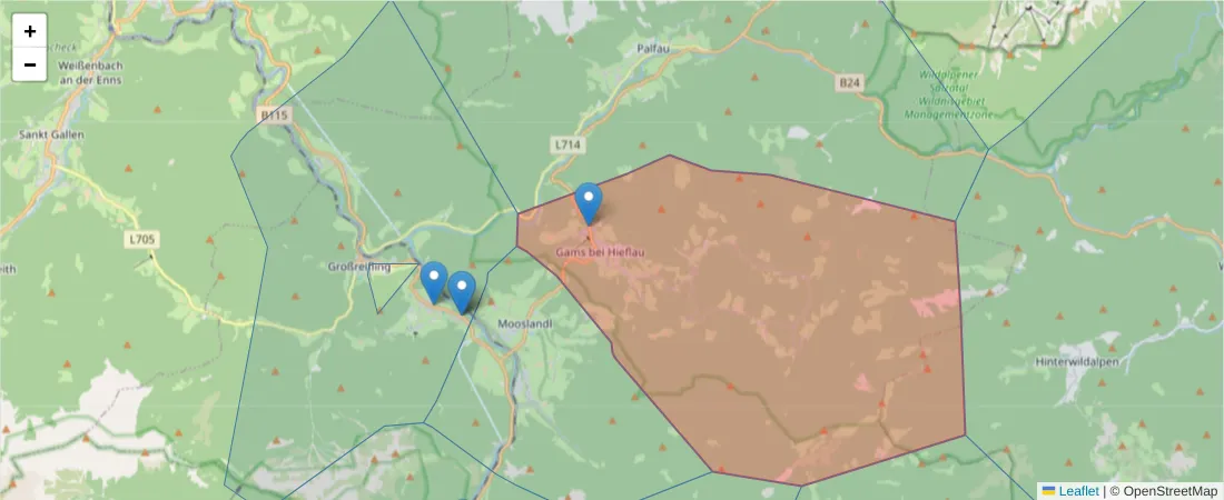 Karte des Postleitzahlen Bereichs  und der umliegenden Postleitzahlen in Deutschland