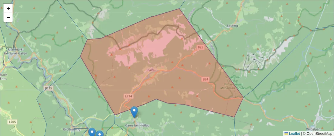 Karte des Postleitzahlen Bereichs  und der umliegenden Postleitzahlen in Deutschland