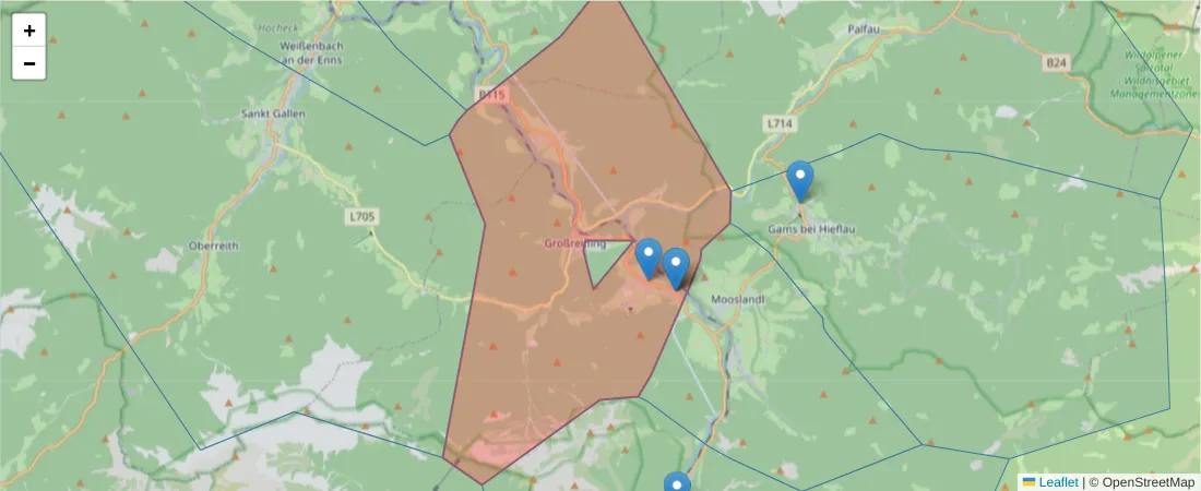 Karte des Postleitzahlen Bereichs  und der umliegenden Postleitzahlen in Deutschland