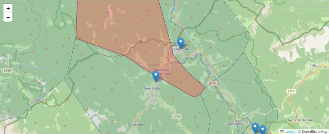Karte des Postleitzahlen Bereichs  und der umliegenden Postleitzahlen in Deutschland