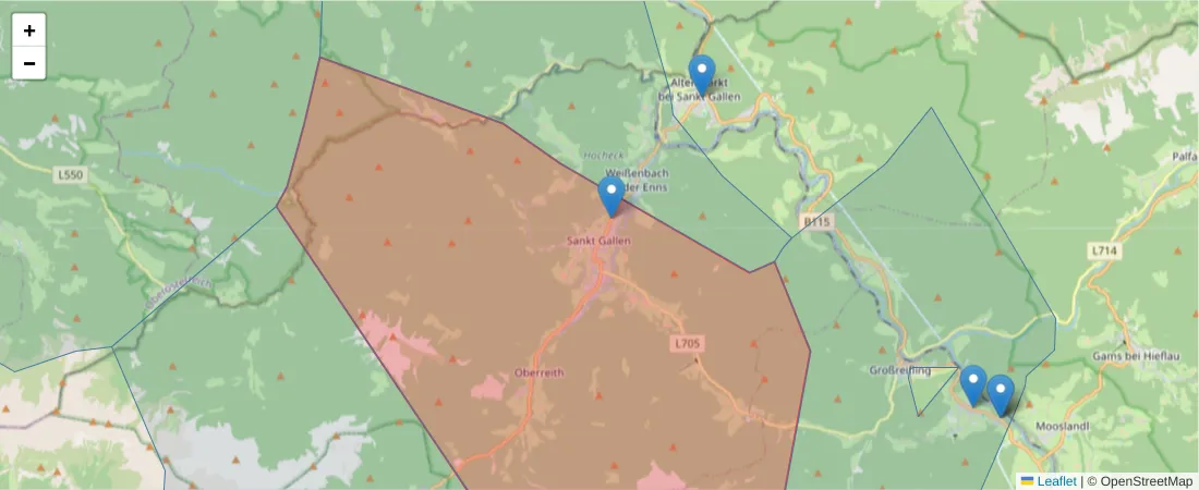 Karte des Postleitzahlen Bereichs  und der umliegenden Postleitzahlen in Deutschland