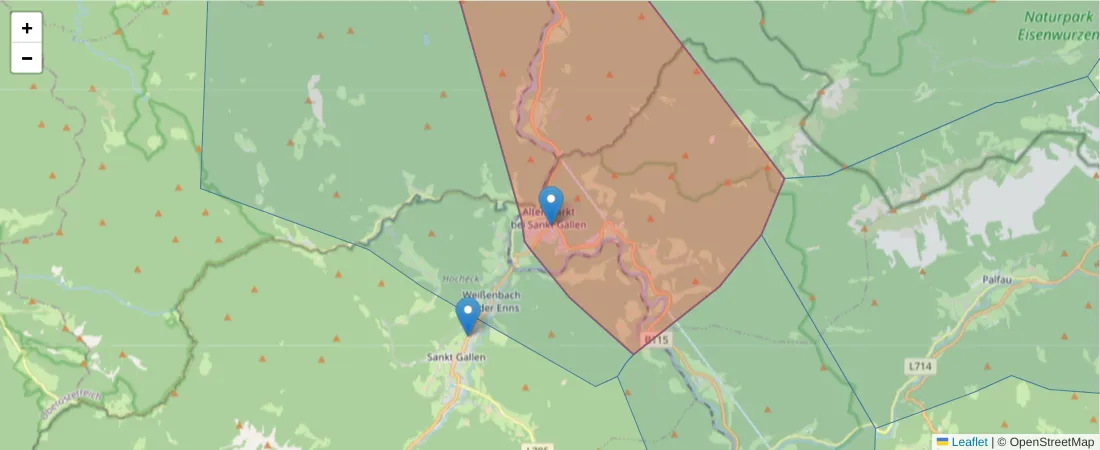 Karte des Postleitzahlen Bereichs  und der umliegenden Postleitzahlen in Deutschland