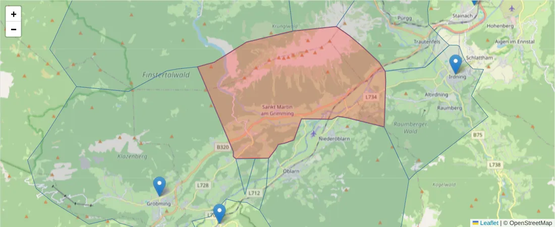 Karte des Postleitzahlen Bereichs  und der umliegenden Postleitzahlen in Deutschland