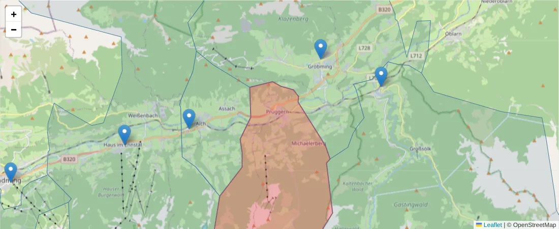 Karte des Postleitzahlen Bereichs  und der umliegenden Postleitzahlen in Deutschland