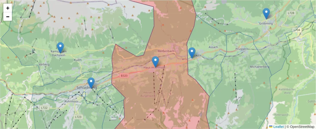 Karte des Postleitzahlen Bereichs  und der umliegenden Postleitzahlen in Deutschland
