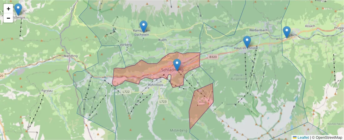 Karte des Postleitzahlen Bereichs  und der umliegenden Postleitzahlen in Deutschland