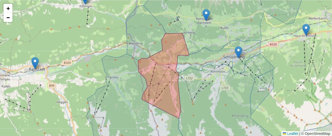 Karte des Postleitzahlen Bereichs  und der umliegenden Postleitzahlen in Deutschland