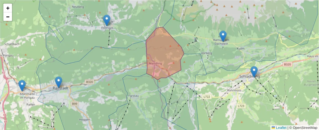 Karte des Postleitzahlen Bereichs  und der umliegenden Postleitzahlen in Deutschland