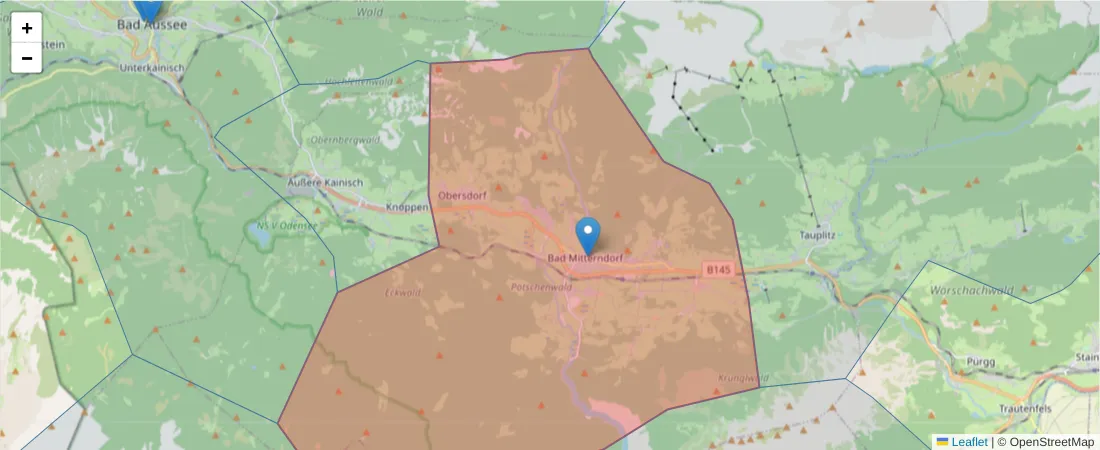 Karte des Postleitzahlen Bereichs  und der umliegenden Postleitzahlen in Deutschland