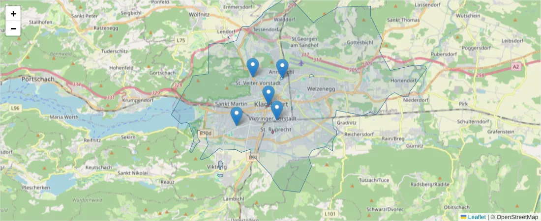 Karte des Postleitzahlen Bereichs  und der umliegenden Postleitzahlen in Deutschland