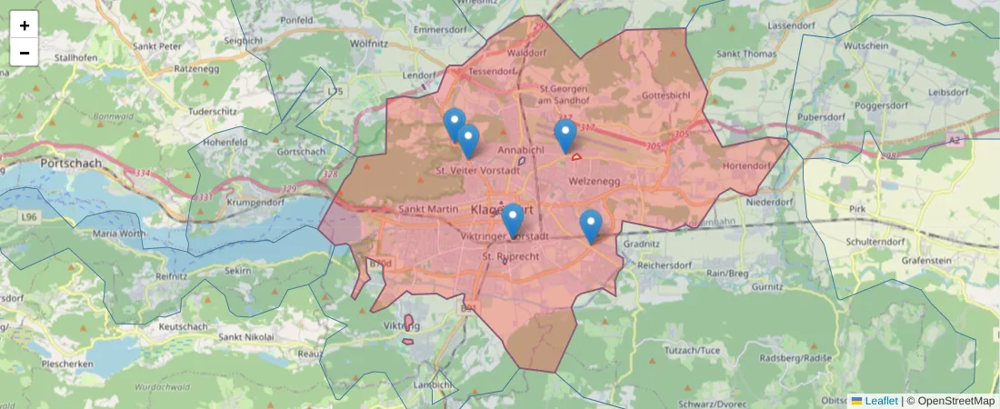 Karte des Postleitzahlen Bereichs  und der umliegenden Postleitzahlen in Deutschland