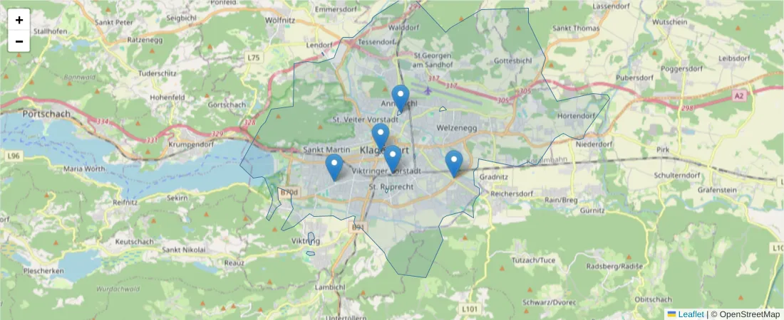 Karte des Postleitzahlen Bereichs  und der umliegenden Postleitzahlen in Deutschland