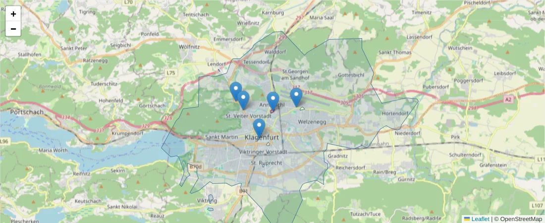 Karte des Postleitzahlen Bereichs  und der umliegenden Postleitzahlen in Deutschland