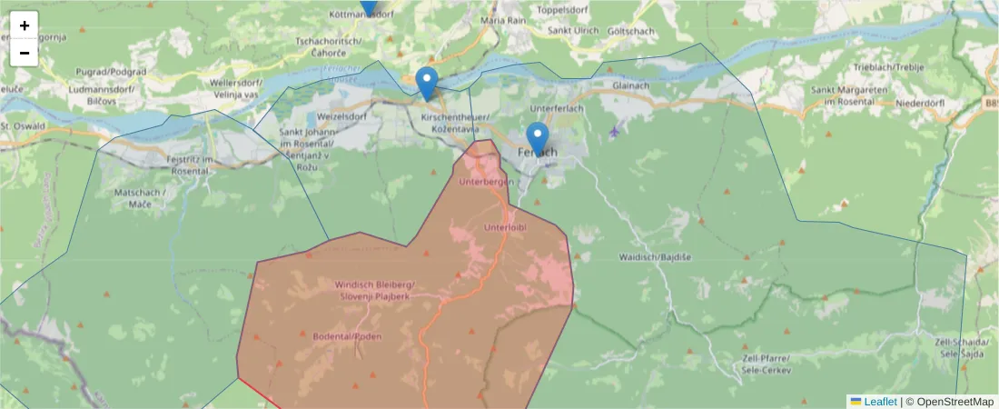 Karte des Postleitzahlen Bereichs  und der umliegenden Postleitzahlen in Deutschland