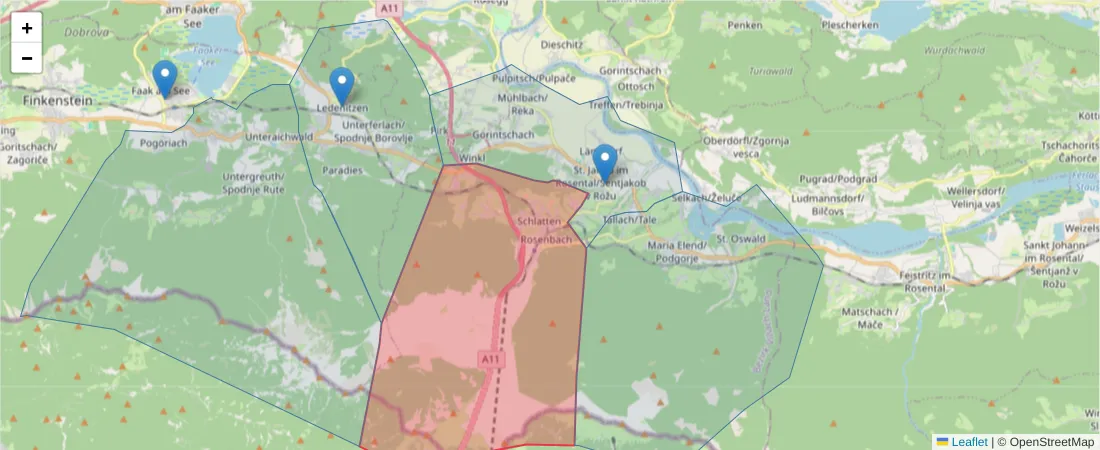 Karte des Postleitzahlen Bereichs  und der umliegenden Postleitzahlen in Deutschland