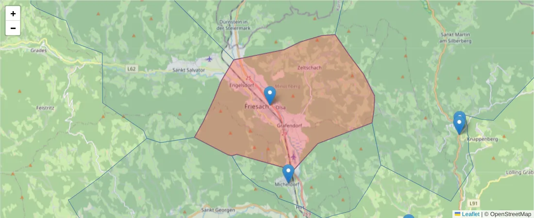 Karte des Postleitzahlen Bereichs  und der umliegenden Postleitzahlen in Deutschland