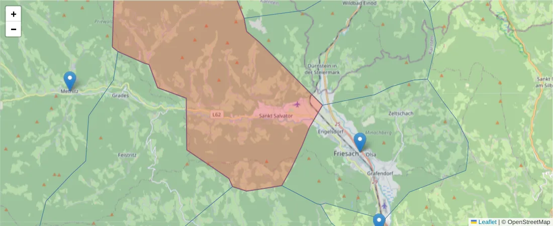Karte des Postleitzahlen Bereichs  und der umliegenden Postleitzahlen in Deutschland