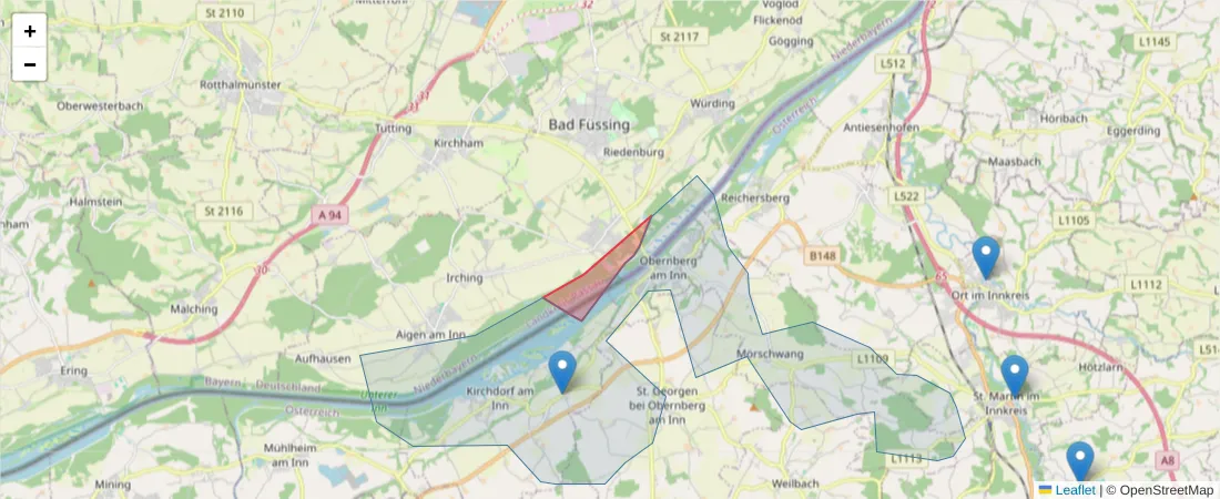 Karte des Postleitzahlen Bereichs  und der umliegenden Postleitzahlen in Deutschland