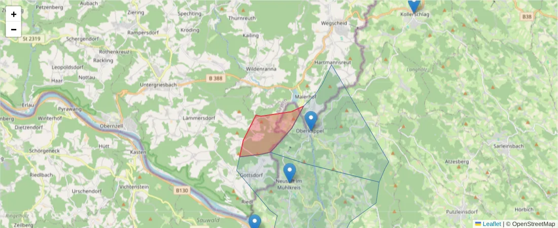 Karte des Postleitzahlen Bereichs  und der umliegenden Postleitzahlen in Deutschland