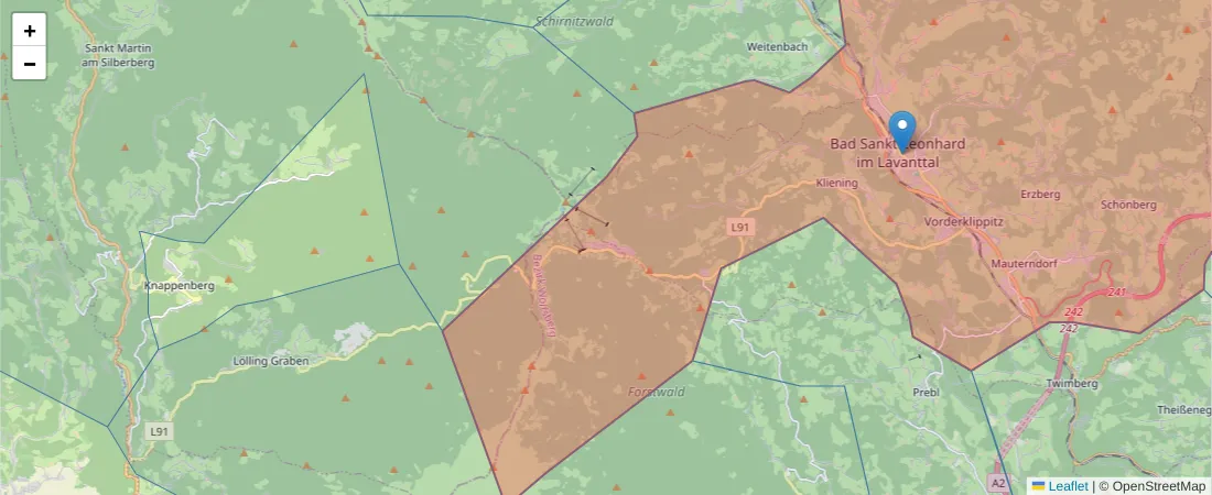 Karte des Postleitzahlen Bereichs  und der umliegenden Postleitzahlen in Deutschland